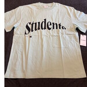 Students Graphic Print Pocket Tee T-Shirt Medium Mint Green Casual‎ Top